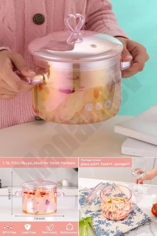 Madamev 2li Borosilikat Cam Tencere Isıya Dayanıklı Termisil 1500