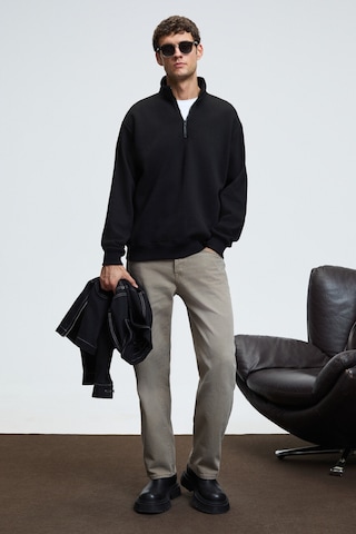 Grimelange BAXTER Erkek Dik Yakalı Fermuarlı Relaxed Siyah Sweatshirt
