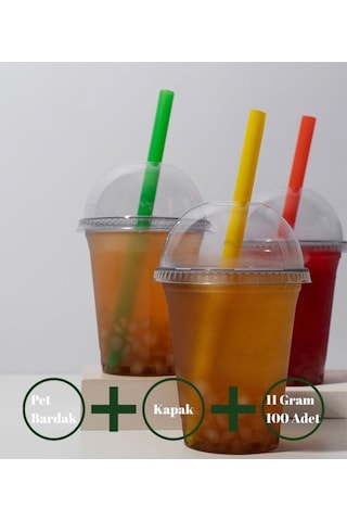 92/500 Cc Pet Bardak Kapak - 100 Adet Pipet Hediye Diğer