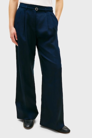 Tommy Hilfiger Keten Karışımlı Wide Leg Fit Yüksek Bel Pantolon Bayan Pantolon Ww0ww48884 C1g Lacivert