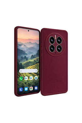 Huawei Mate 50 Pro Uyumlu Kamera Çıkıntılı Mat Silikon Telefon Kılıfı Bordo