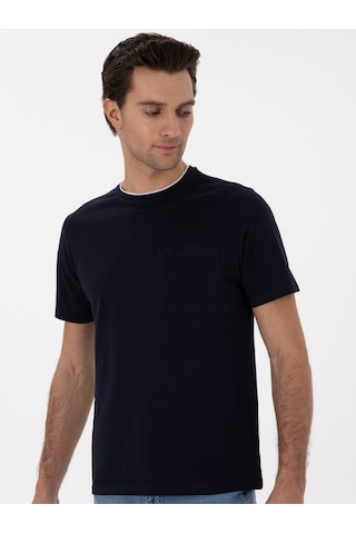 Lacivert Regular Fit Cepli T-shirt