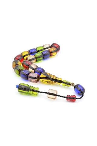 Enes Abdo İmzalı Fıçı Kesim Rengarenk Sıkma Kehribar Efe Maskot Tesbih