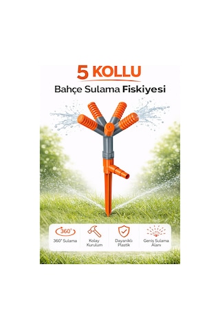 5 Kollu Bahçe Sulama Fıskiyesi Döner Çim Sulama Sprink Otomatik Bahçe Sulama Aparatı