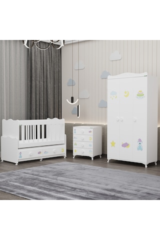 Elegant Yıldız 3 Bebek Odası Takımı - Uykucu Beyaz