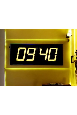 Sanec Wifi Senkronize Dijital Led Duvar Ve Masa Saati Otomatik İnternet Saat Ayarlı, Sarı Led, 16x40 Cm