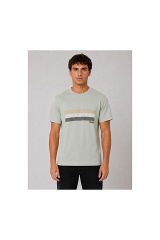 Hzr Wear Erkek Nakış Baskı Detaylı Sıfır Yaka Regular Fit %100 Pamuk Tişört Yeşil