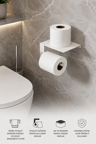 Beyaz Tuvalet Kağıtlığı - Dayanıklı Banyo & Tuvalet Düzenleyici
