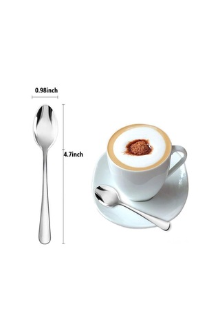 Youmex 6 Adet Mini Paslanmaz Çelik Kahve Kaşığı, 4.7 İnç, Gıda Grubu, Ayna Pürüzsüz, Tatlı Ve Çay İçin Uygun Gümüş