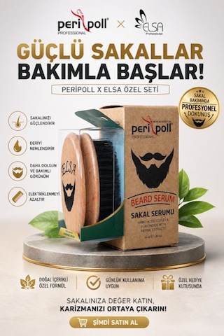 Peri Poll Sakal Bakım Serumu 50 Ml + Elsa Sakal Fırçası Hediyeli