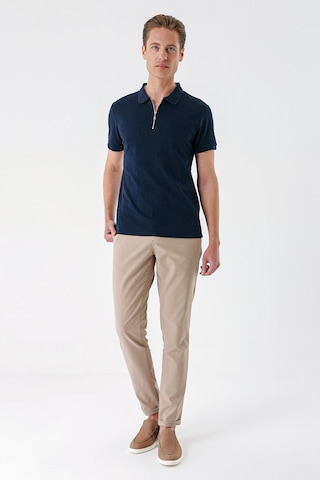 Efor Slim Fit Fermuarlı Polo Yaka %100 Pamuk Lacivert Tişört Ts 877 Lacivert