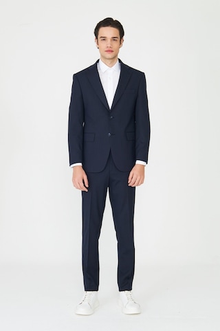 Lacivert Modern Slim Fit Dokulu Kumaş Şık Klasik Yaka Zamansız Takım Elbise Laci
