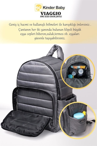 Kinder Baby Viaggio Termal Antrasit Bebek Bakım Çantası Antrasit