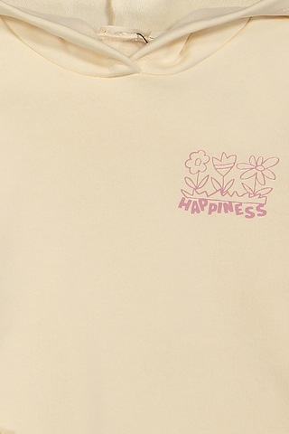 Kız Çocuk Orta Kalınlıkta Basic Sweatshirt Ekru