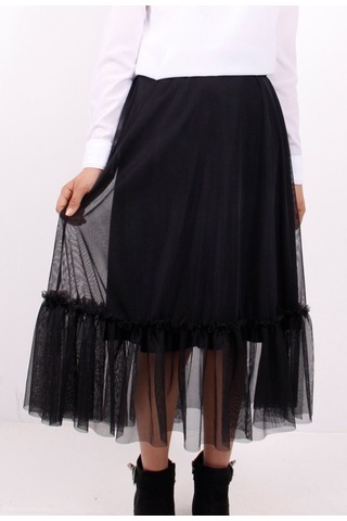 Toontoy Kız Çocuk Fırfırlı Etek Siyah