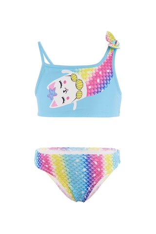 Denokids Deniz Kedisi Kız Çocuk Bikini Çok Renkli