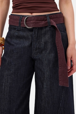 Itsbasic Kadın İndigo Selvedge 7s6-50 Barrel Fit Kemer Detaylı Tasarım Denim Jean