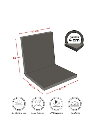 Xpermate 6'lı Arkalıklı Sandalye Minderi Fermuarlı 40x40 Antrasit