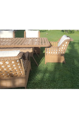 Fırat 8kişilik Kahverengi Örgü Rattan Oturma Grubu