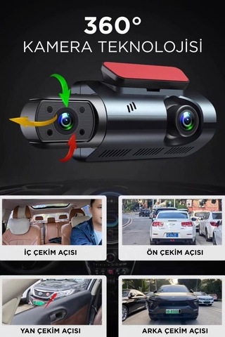 Premium Teknoloji Yolculuk Seyahat Araç İçi Kamera Gece Görüşlü 1296p Ta03 Siyah