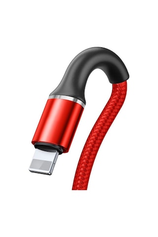Baseus Halo 2.4A Lightning 1 Metre Şarj Kablosu Kırmızı