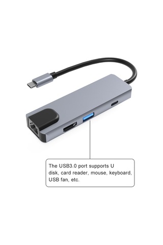 Skycity 6'lı Usb-c Hub: 4k Hdmı, 87w Pd Şarj, Usb 3.0, Rj45 Ağ, Sd/tf Kart Okuyucu - Alüminyum Gövde