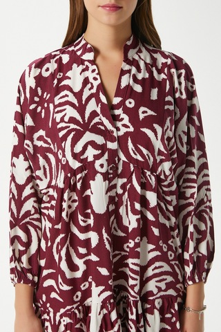 Prive Kadın Showy Bordo %100 Viskon Maksi Boy Elbise Bordo - Krem