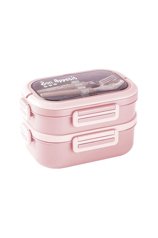 Tantitoni Pembe Paslanmaz Çelik 2 Katlı Çatal Ve Kaşıklı Yemek Taşıma Kabı 1.65l Tantitoni Pembe Paslanmaz Çelik 2 Katlı Çatal Ve Kaşıklı Yemek Taşıma Kabı 1.65l