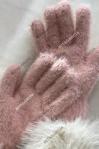 Peluş Uzun Eldiven Pudra