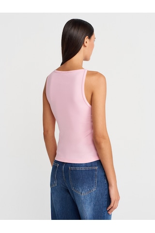 Dilvin 21048 Halter Yaka Top-toz Pembe Toz Pembe