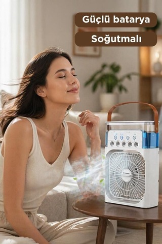 Premium Vantilatör Hava Nemlendirici F17 Beyaz Serinlik Veren Buharlı Cihaz Kokulu Alet