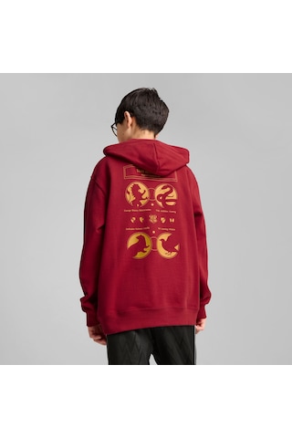 Puma X Harry Potter Genç Rahat Kesim Kapüşonlu Sweatshırt 630078 13 Kırmızı