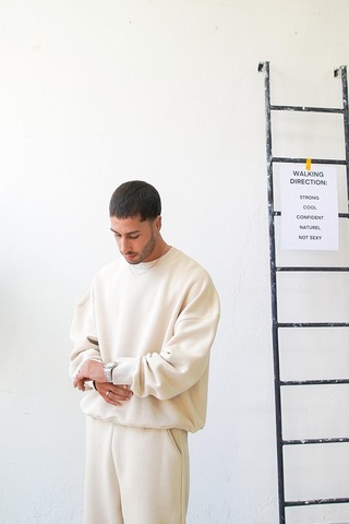 Krem Cozy Basic Oversize Sweat Krem