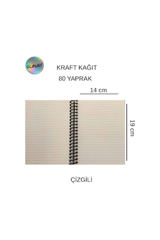 Spiralli 80 Yaprak Çizgili Küçük Boy Sert Kapak Not Defteri Kraft Kağıt 14x19 Cm