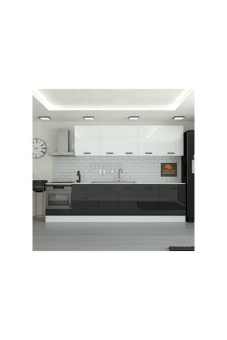300 Cm Mutfak Dolabı Mdf Kapak Tezgah Dahil Yrkn315 99 Siyah