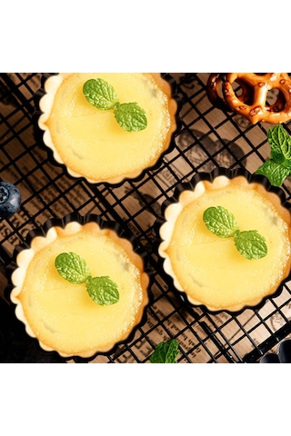 Xurunkeji 6'lı Tart Kalıbı Seti, Küçük Yapışmaz 4 İnçlik Kiş Kalıbı, Çıkarılabilir Tabanlı Karbon Çelik Kiş Kalıbı, Pişirme Ve Fırınlama İçin Siyah
