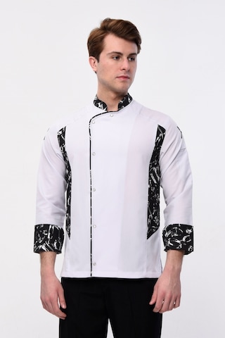 Uniprom Uzun Kollu Aşçı Ceketi Önlük Şef, Garson Beyaz-siyah