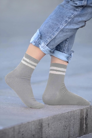 Çizgili Tenis Çorabı Kolej Çorap Unisex 2 Adet 001