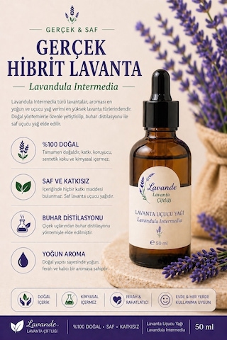 Lavande Lavanta Çiftliği Lavanta Yağı L. İntermedia Cam Damlalıklı 50 ML