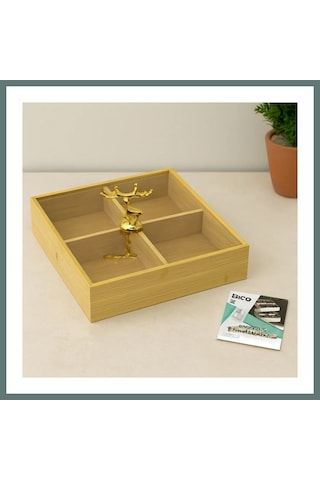 Ventra 4 Bölmeli Bambu Servis Sunumluk 22x22x5 Cm Ventra Çok Renkli