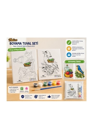 Notica Boyama Tuval Seti Hazır Çizimli Eğitici Resim Kiti 25x35