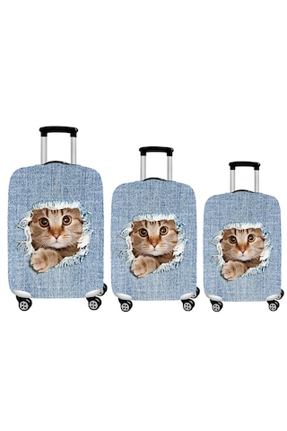 Smart Travel 3lü Set Büyük Orta Kabin Boy Valiz Bavul Koruyucu Kılıfı Kedi