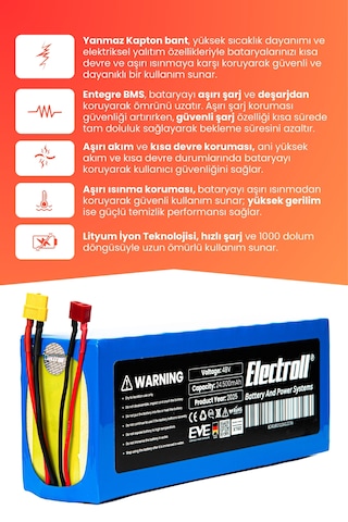 Onvo Ov-013 X Plus Yüksek Kapasite Batarya 48v 24.5ah Pil