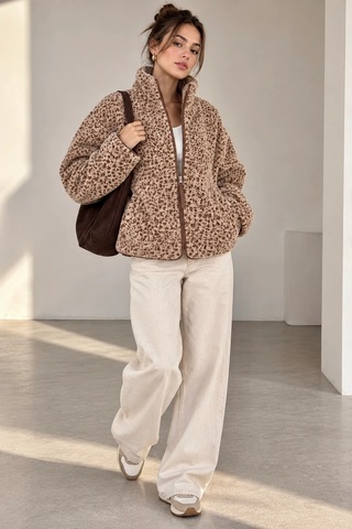 Bbbutikbasic Dik Yaka Teddy Polar Ceket My3535 Kahverengi
