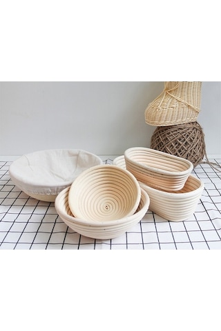 Ulzyvf Ekolojik Hasır Ekmek Mayalama Sepeti - Çoklu Boyut, Bez Astarlı, Şekil Seçenekli Diğer