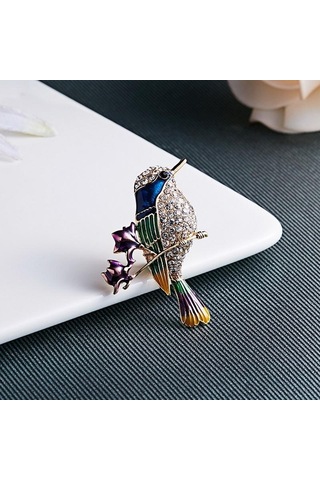 Kuş Model Yaka İğnesi Çok Renkli