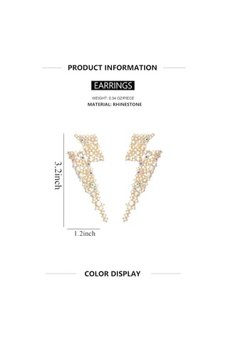 Kristal Şimşek Sallantılı Küpeler, Flaş Gösterişli Küpeler Gold