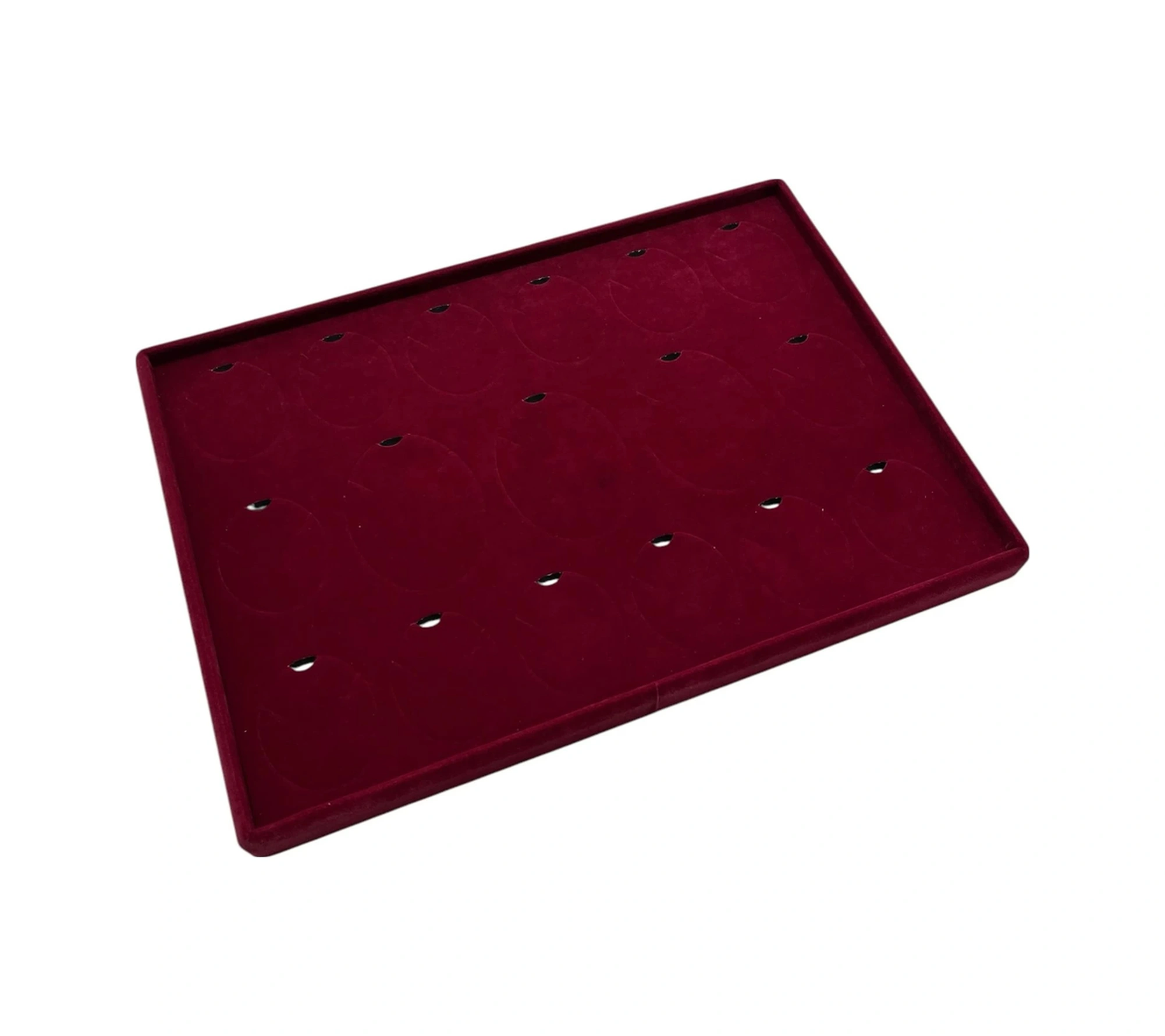 Süet Kumaş Bordo 34-24 Cm Ayaklı 17 Pedli Kolye Tabla Stand
