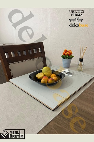 Açık Gri 4 Adet Çok Amaçlı Koltuk Kenar Sehpası, Supla, Yemek Servis Altlığı Açık Gri