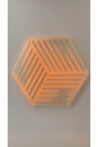 Turuncu Simli Süslemeli Epoksi Bardak Altlığı Geometrik Desen Turuncu